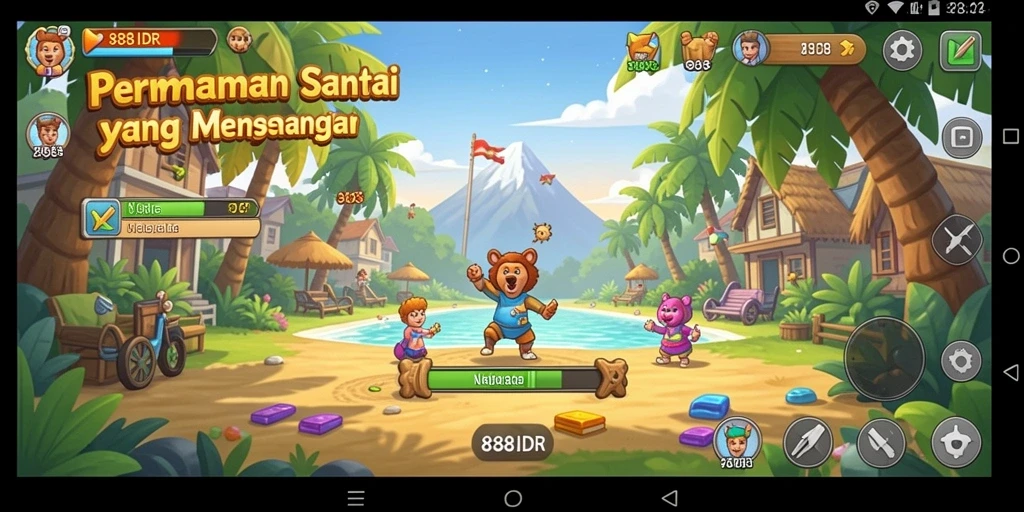 Tampilan gameplay 888IDR yang ceria dan menarik