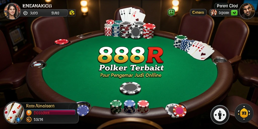 Screenshot gameplay Poker dari aplikasi 888R yang mendebarkan.