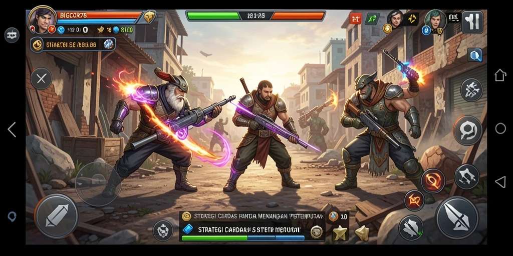 Screenshot gameplay BIGCOR78 yang menunjukkan pertempuran strategi yang intens.