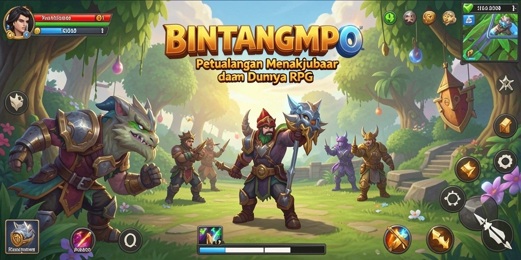 Gameplay BINTANGMPO menampilkan pertempuran seru dan eksplorasi dunia fantasi.