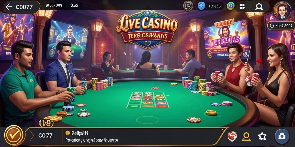 Tampilan keseruan gameplay Live Casino C0077 dengan dealer profesional.