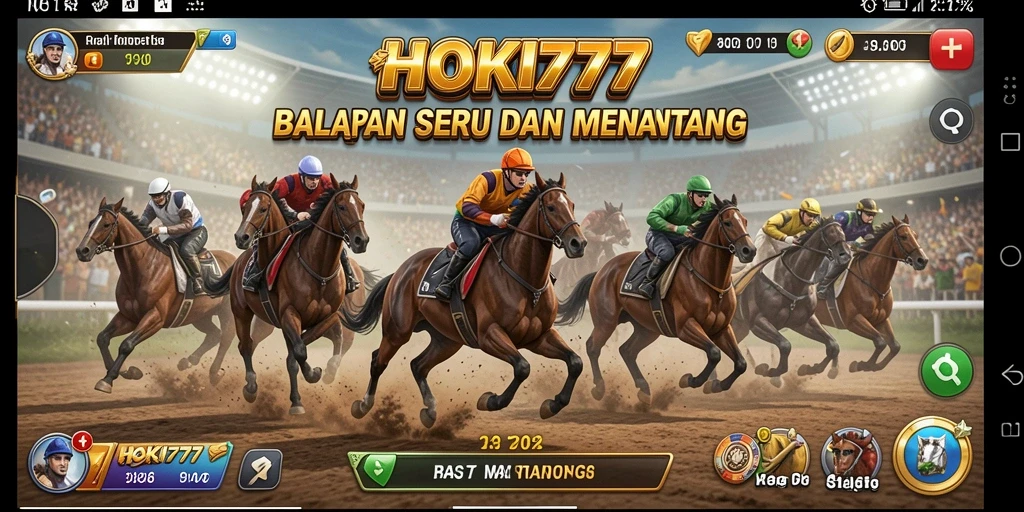 Menggambarkan momen mendebarkan dari balapan di HOKI777 dengan mobil berkualitas tinggi.