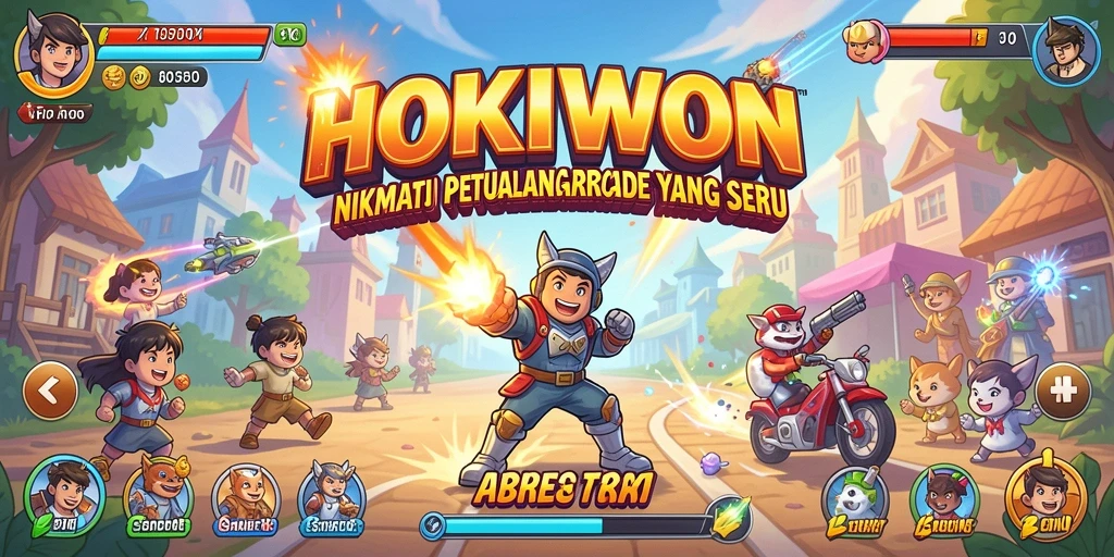Screenshot gameplay HOKIWON menampilkan aksi seru dan penuh warna.