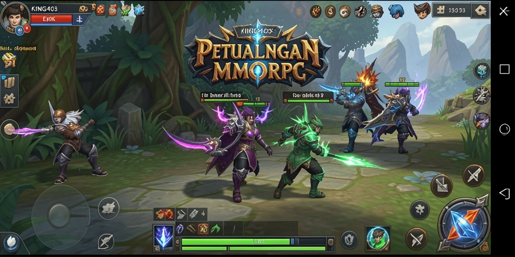 Tangkapan layar gameplay KING403 menampilkan pertempuran epik dalam MMORPG.