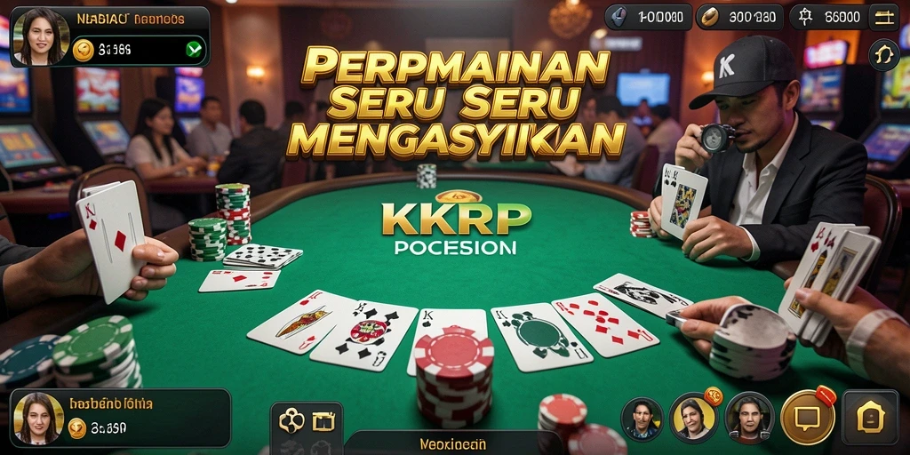 Screenshot gameplay KKRP menunjukkan aksi Poker yang mendebarkan.