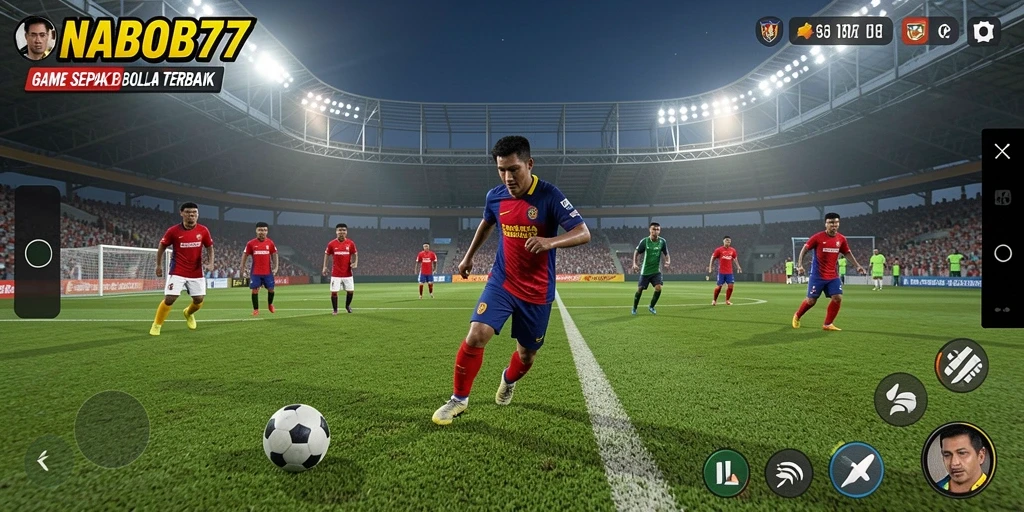 Tangkapan layar NABOB77 menampilkan aksi sepak bola yang mendebarkan.