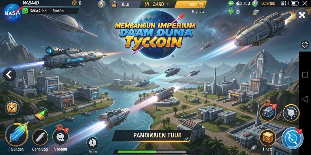 Menampilkan gameplay seru dalam membangun bisnis Tycoon.