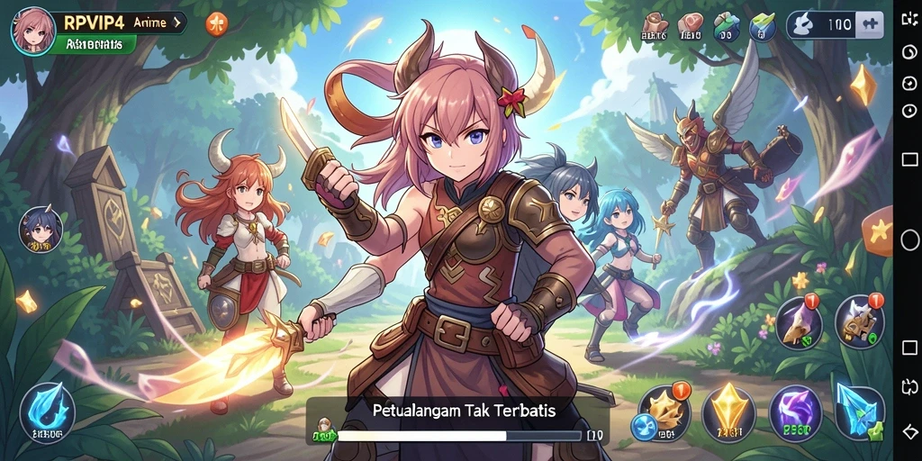 Screenshot RPVIP4 menunjukkan karakter Anime dalam aksi mendebarkan.