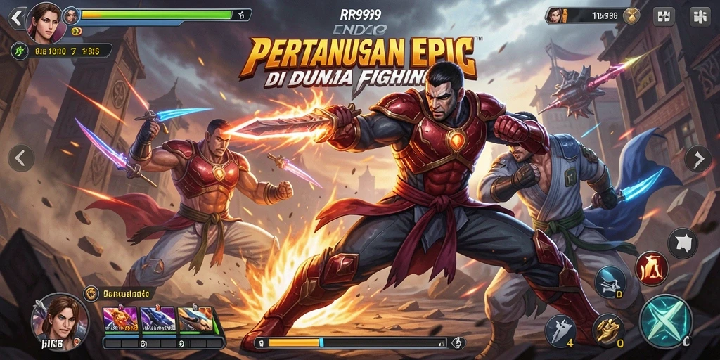 Screenshot RR999 menampilkan aksi pertarungan seru di arena.